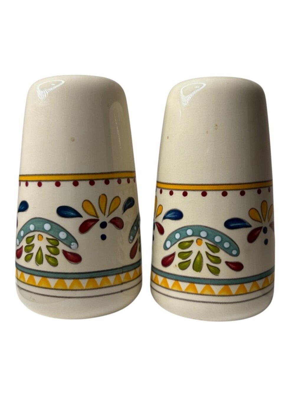 Bobby Flay Salt & Pepper Shaker Set Sevilla 3.75” Earthenware 3,4 Pair Excellent